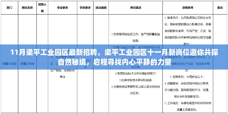 梁平工业园区十一月新岗位招聘,探索自然秘境,寻找内心平静的力量