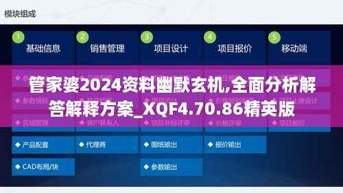 管家婆2024资料幽默玄机,全面分析解答解释方案_XQF4.70.86精英版