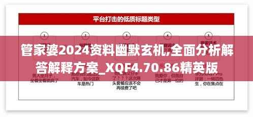 管家婆2024资料幽默玄机,全面分析解答解释方案_XQF4.70.86精英版