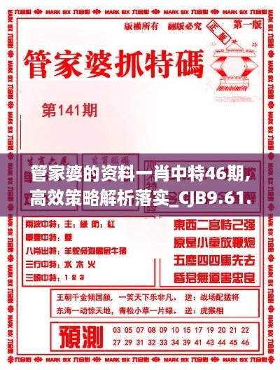 管家婆的资料一肖中特46期,高效策略解析落实_CJB9.61.96毛坯版