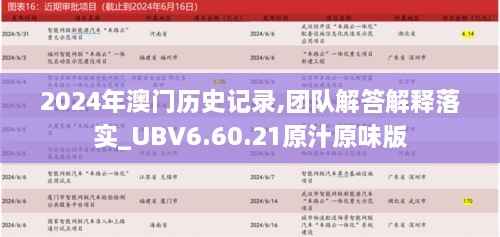 2024年澳门历史记录,团队解答解释落实_UBV6.60.21原汁原味版