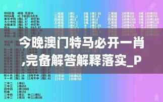 今晚澳门特马必开一肖,完备解答解释落实_PYE5.71.57稀有版