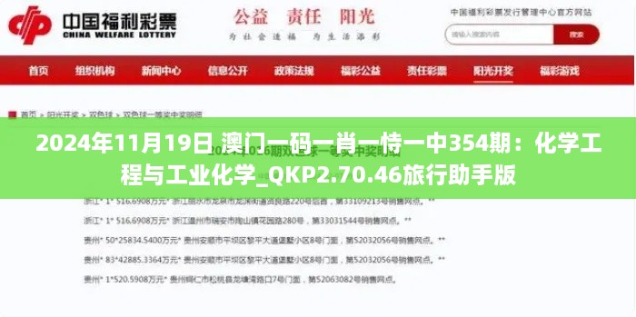 2024年11月19日 澳门一码一肖一恃一中354期:化学工程与工业化学_QKP2.70.46旅行助手版