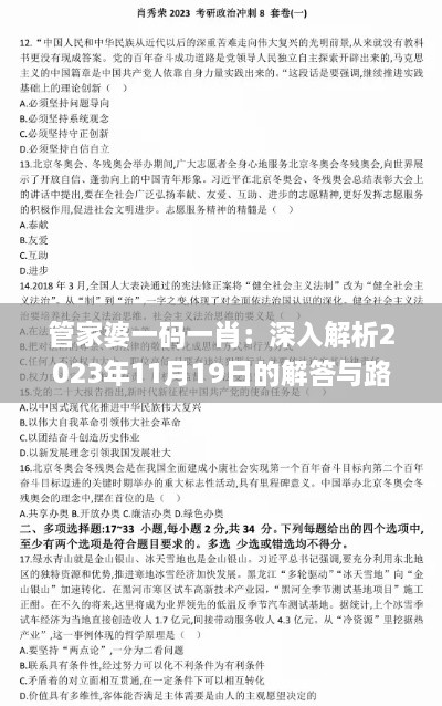 管家婆一码一肖:深入解析2023年11月19日的解答与路径_SQN5.63.65私密版