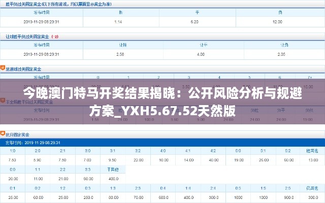 今晚澳门特马开奖结果揭晓:公开风险分析与规避方案_YXH5.67.52天然版