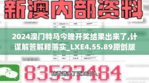 2024澳门特马今晚开奖结果出来了,计谋解答解释落实_LXE4.55.89原创版