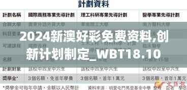 2024新澳好彩免费资料,创新计划制定_WBT18.10