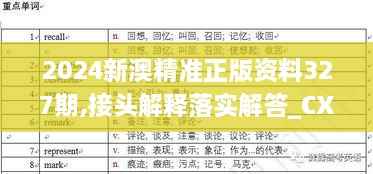 2024新澳精准正版资料327期,接头解释落实解答_CXW6.78