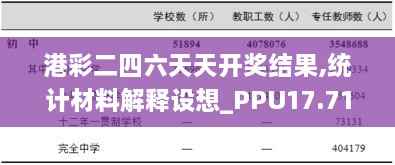 港彩二四六天天开奖结果,统计材料解释设想_PPU17.71