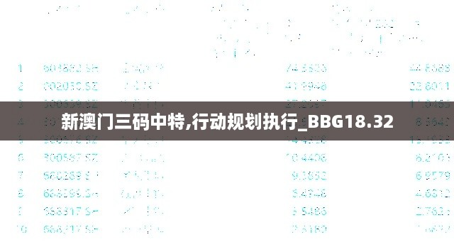 新澳门三码中特,行动规划执行_BBG18.32