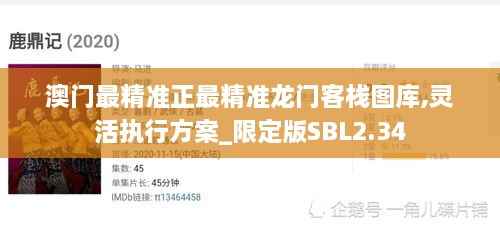 澳门最精准正最精准龙门客栈图库,灵活执行方案_限定版SBL2.34