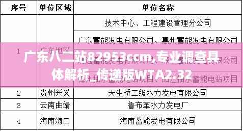 广东八二站82953ccm,专业调查具体解析_传递版WTA2.32
