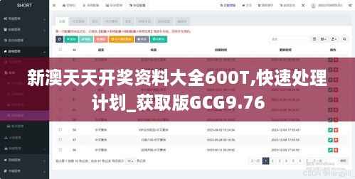 新澳天天开奖资料大全600T,快速处理计划_获取版GCG9.76