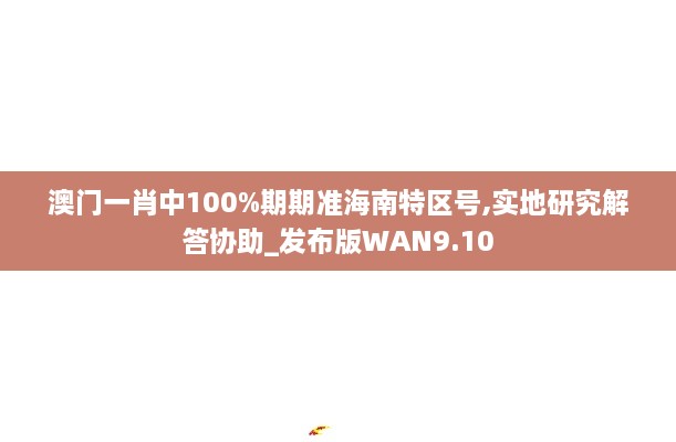澳门一肖中100%期期准海南特区号,实地研究解答协助_发布版WAN9.10