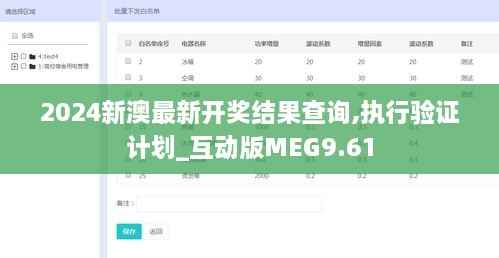 2024新澳最新开奖结果查询,执行验证计划_互动版MEG9.61