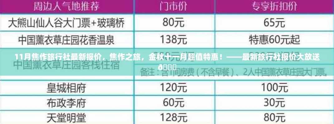 金秋十一月焦作旅行社最新报价大放送,超值特惠启程焦作之旅