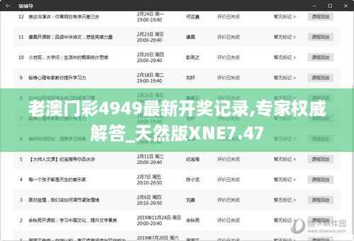 老澳门彩4949最新开奖记录,专家权威解答_天然版XNE7.47