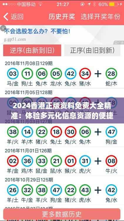 2024香港正版资料免费大全精准:体验多元化信息资源的便捷