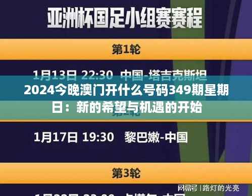 2024今晚澳门开什么号码349期星期日:新的希望与机遇的开始