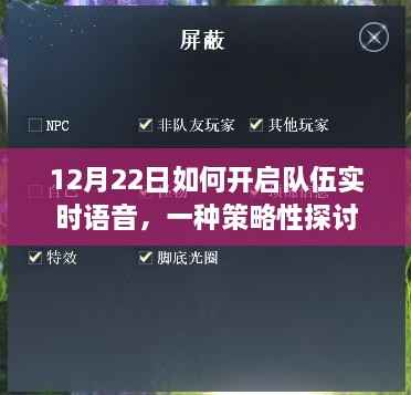 12月22日队伍实时语音开启策略探讨