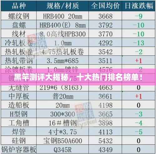 黑竿测评大揭秘,十大热门排名榜单!